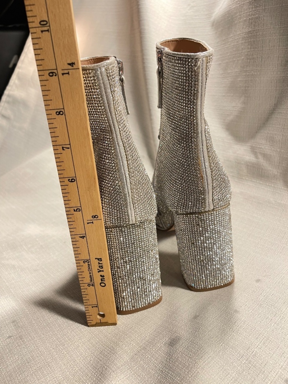 Silver Crystal Embellished Pointed-Toe Ankle Boots - Picture 8 of 9